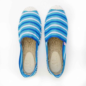 Espadrille rayée  bleu turquoise  - 1 2