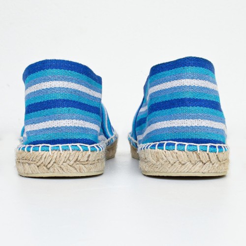 Espadrille rayée  bleu turquoise  - 3